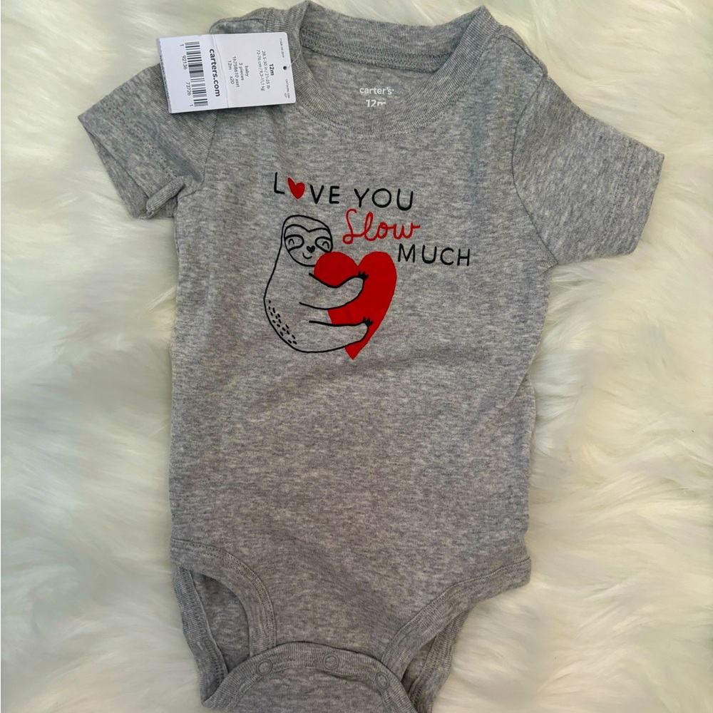 Valentine’s Day sloth onesie, size 12months